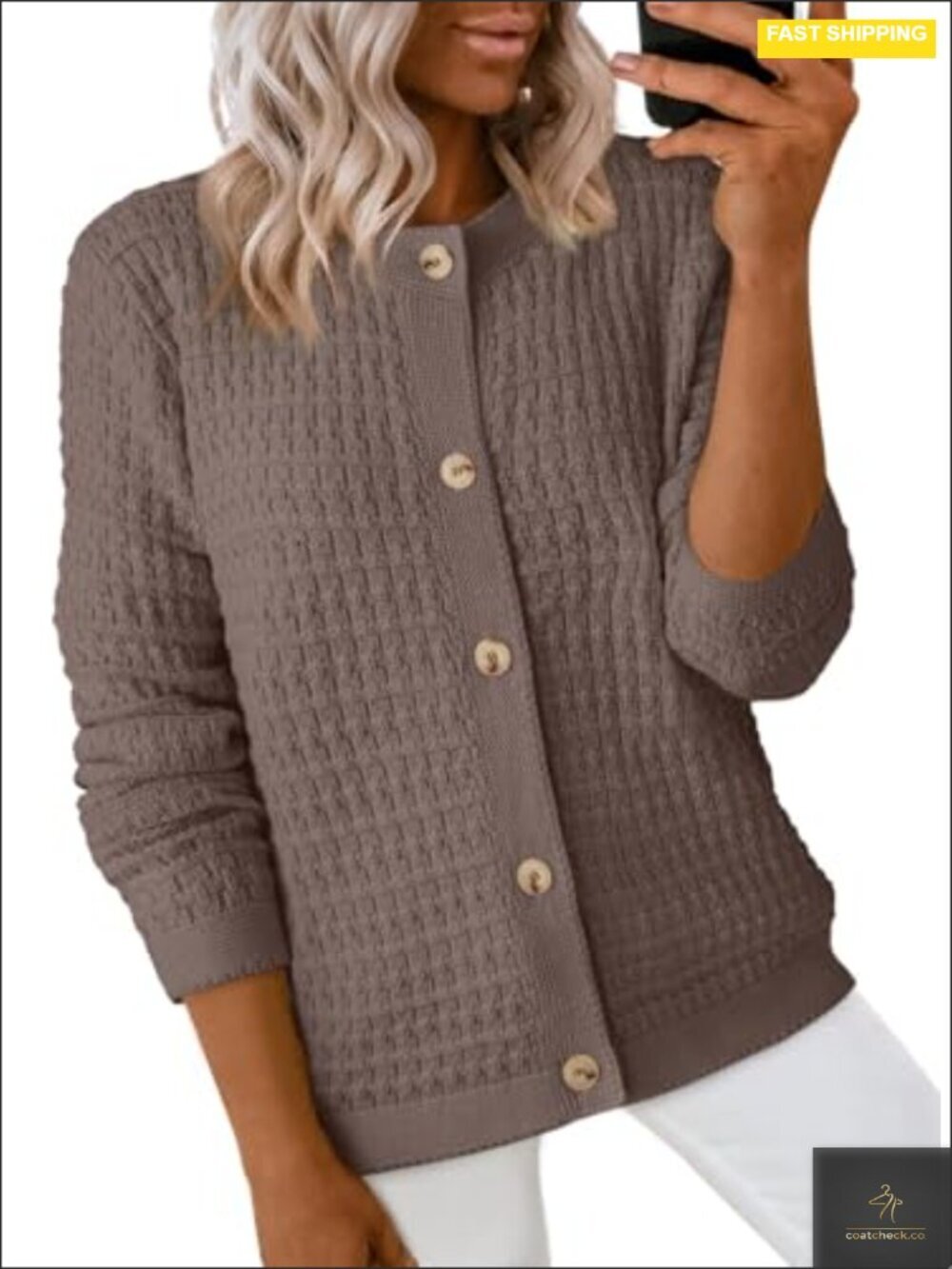 Long Sleeve Open Front Button Down Cardigan Sweater Jacket Lightweight Knit